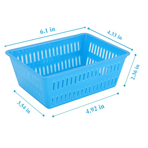10 Pack Mini Storage Baskets Bins, Plastic Organizer Basket, Colorful Shelf and Desk Make-up Storage Crate Organizing Containers, Ideal for Home Classroom Office Organization. 6.1\"L x 4.5\"W x 2.4\"H - Thumbnail 6