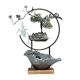 Fuente de cerámica de Escritorio con lámpara Circular: decoración estética para el hogar con un Flujo de Agua de la Suerte.