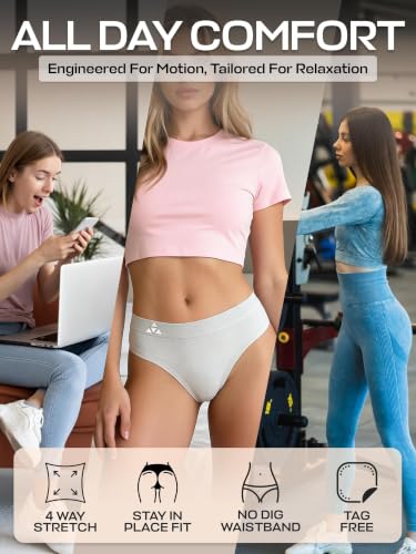Image of Balanced Tech Moisture Wicking Underwear for Women, Seamless Workout Hipster Brief Bikini Panties