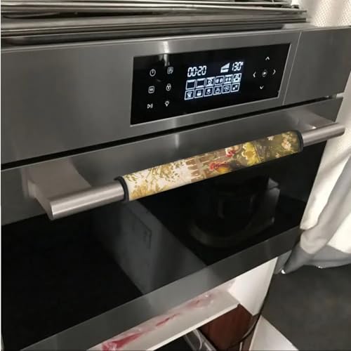 Image of Refrigerator Microwave Door Handle Covers Set of 6 Water-Resistant Fridge Oven Dishwasher Kitchen Cabinet Door Cloth Protector Kitchen Decor, Rooster Chicken Chick Flower Pastoral Style