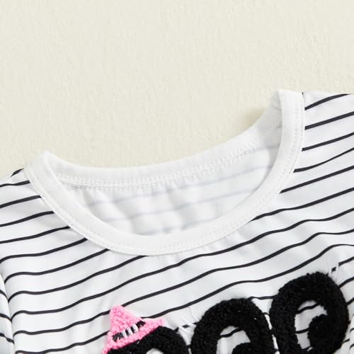 Toddler Girl Halloween Outfit Boo Embroidery Striped Long Sleeve Tulle Dress Infant Party Dress Fall Winter Clothes4