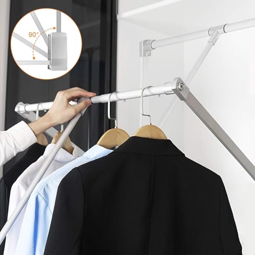 Barre de penderie rétractable 450-600 mm en argent pour optimiser vos placards