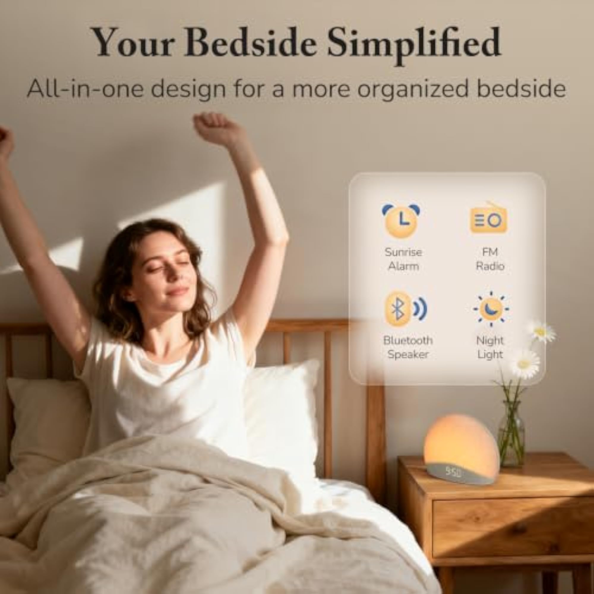 Sunrise Alarm Clock with Bluetooth Speaker and Radio