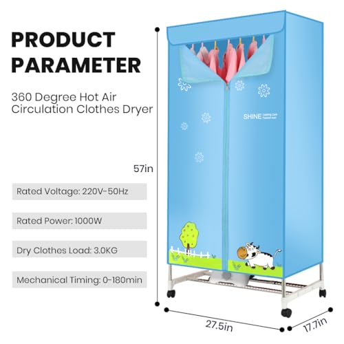 Image of Supvox Clothes Dryer with 360 Degree Hot Wind Circulation Clothes Dryer Easy Assembly Double Layer Stainless Steel Rack with Ventilation Smart 180 mins Timer Design