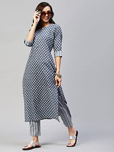 Image of ANNI DESIGNER Cotton Blend Women Kurta Pant Set