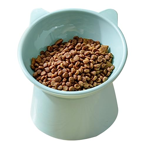 Zerone Cute Pet Bowl , Cat Feeding Bowl Cat Food Bowl Elevated Tilted Cat Food Bowl for Small Dogs and Cats Stable Anti Slip Design Promotes Digestive System Green