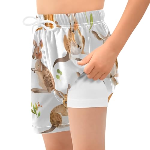 Bolaz Toddler Boys Swimwear Swim Trunks with Compression Liner 4T Kangaroo Watercolor2