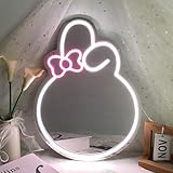 16'x12' Acrylic Melo Mirror Light for Wall or Bed Decor, Dimmable USB Powered Anime Rabbit Light Mirror for Girl's Bedroom, Living Room, Nice Gift for Valentine's Day, New Year