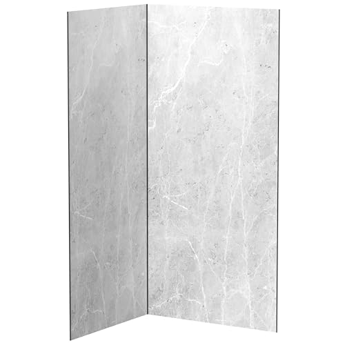 AUPROTEC Aragon Snow - Pannello composito in alluminio, 3 mm, set da 2 pezzi, 2100 x 1000 mm, pannello posteriore doccia in alluminio, con profili, 1 angolo interno, 2 terminali, 1 connettore, colore