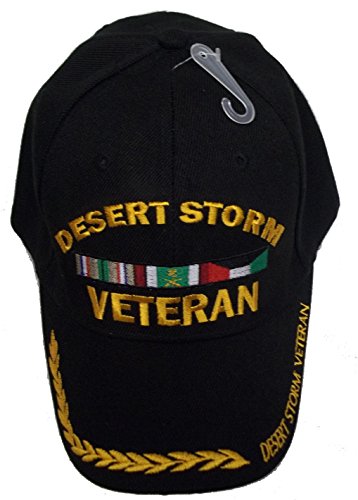 Desert Storm Cap Veteran Black Baseball Golden Wreath US Vet Hat Army Marines Officially Licensed