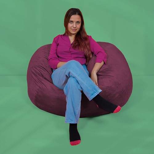 Image of Yogi Sack - Plush, Ultra Soft Memory Foam Blend Bean Bag Chair with Washable Cover - Never Goes Flat (Medium, Maroon, Bean Bag Bed)