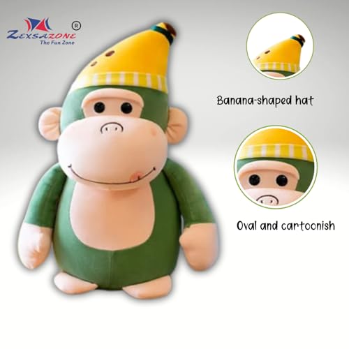 Image of ZEXSAZONE Toy Cute Teddy Colored Huggable Monkey Soft Toy | 22 cm | Plushie Soft Toys for Kids | Plush Soft Toys for Baby Boys and Girls Kids - Teddy |(Green)