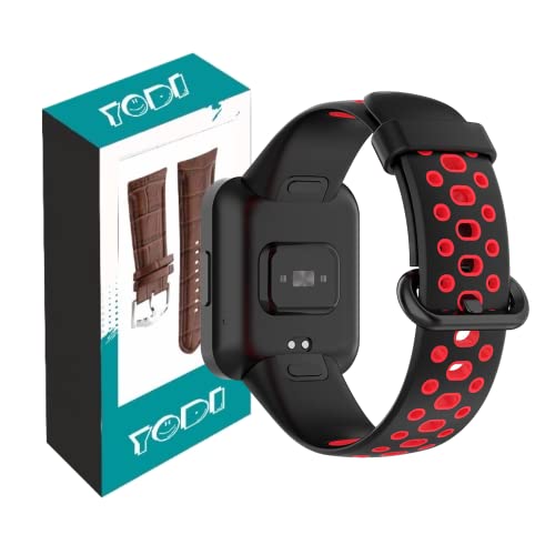 Image of YODI Soft Silicone With Metal Buckal Classic Strap Bands for Redmi Watch 2 Lite /Redmi GPS Smart Watch Only, Comfort and Flexible Straps for Men Women and Kids (BLACK-RED)