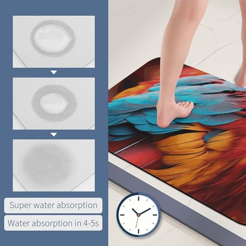 Tapis de bain plumes colorées 60x40 cm absorbant séchage rapide - 7