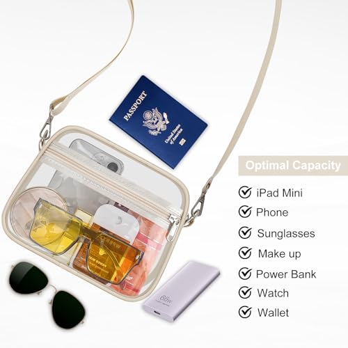 Image of Clear Bag for Stadium Events Clear Sports Fan Handbags Purses with Adjustbale Strap for Concerts Festivals Game Day