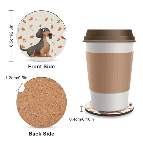 Portavasos para carro 2PCS diseño I Love My Dog Dachshunds miniatura 2