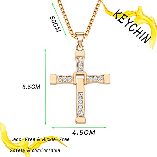 KEYCHIN Inspired Cross Necklace Fast Sports Enthusiasts Gift Cross Pendant Titanium Steel Necklace Movie Peripheral Jewellery Movie Fans Gift for Men and Woman2