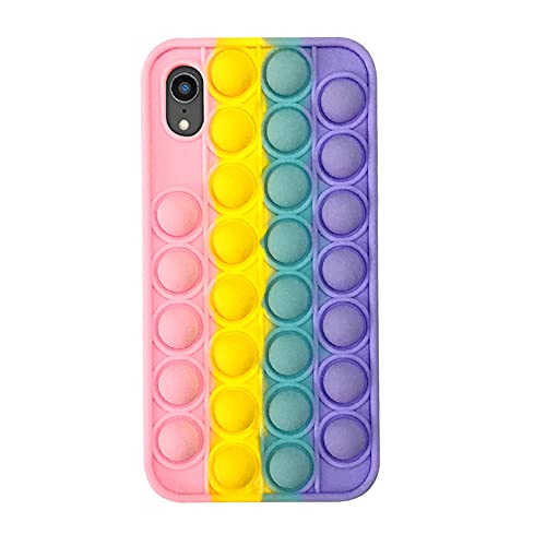 SDTEK Custodia Compatible con iPhone XR, Bubble Pop Case Cover Silicone Fidget (Arcobaleno)
