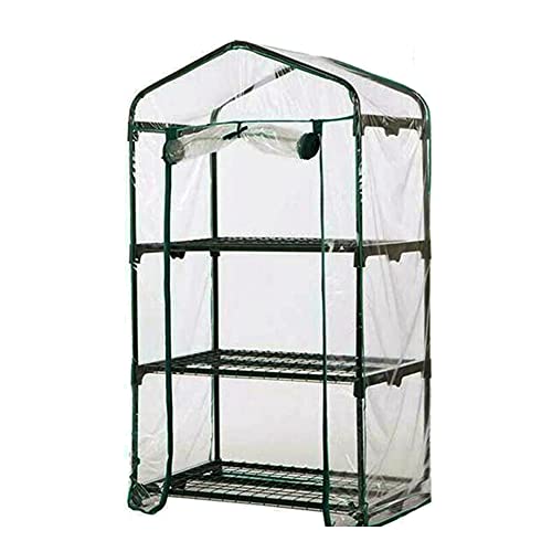 Cubierta de Invernadero de Plantas pequeñas, invernaderos de Plantas Cubierta de PVC de plástico Transparente con Puerta Enrollable (no Incluye Estante)