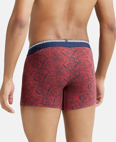 Image of Jockey US63 Men's Super Combed Cotton Elastane Stretch Printed Trunk with Ultrasoft Waistband