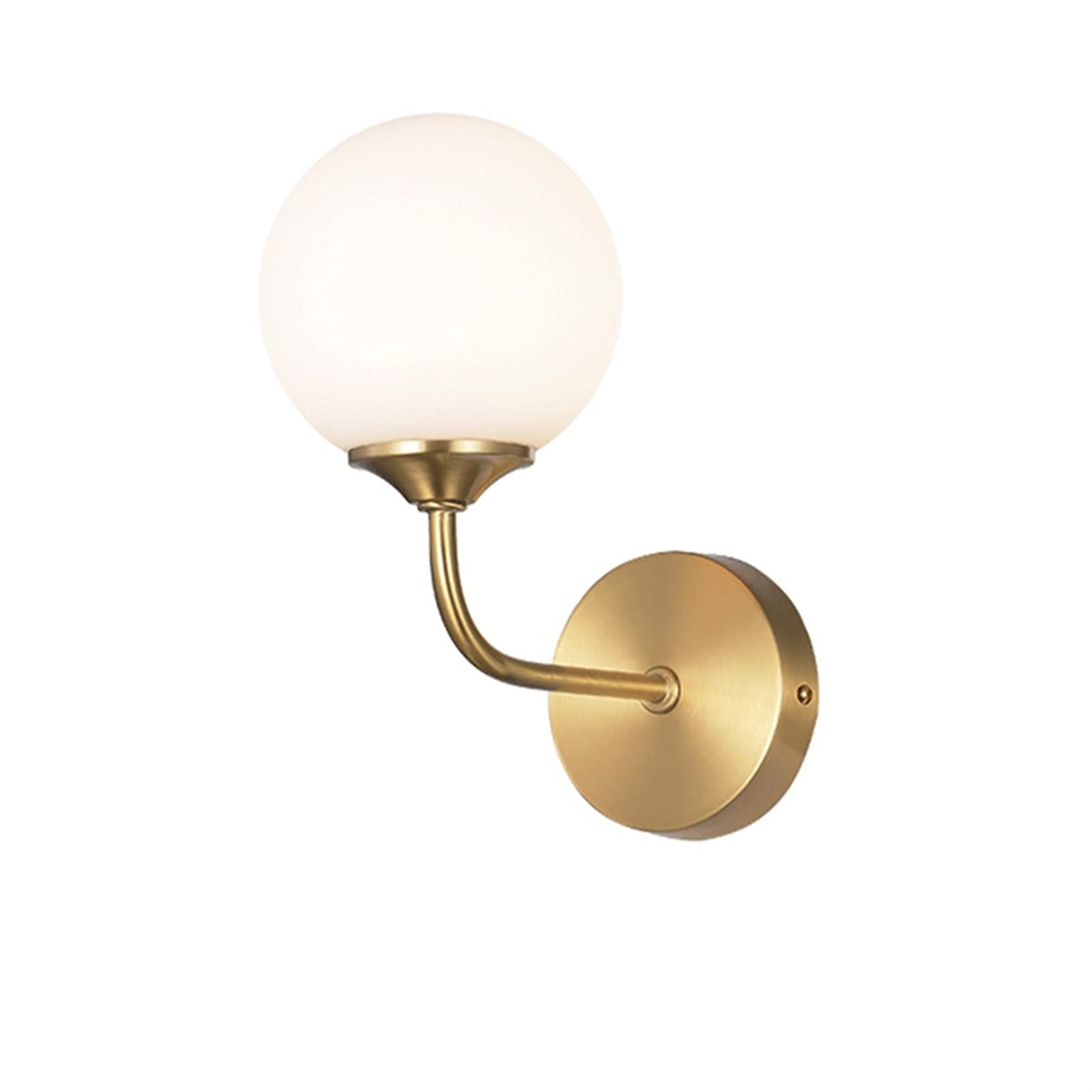 ZTCHSENZT Wall Sconces, Home Decoration Metal Wall Lamp, Modern Single H65 Copper Wall Lamp, Glass lampshade, Bedroom Bedside LED Lighting Nightlight, Suitable for Living Room Corr