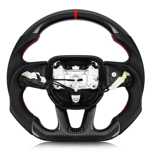 VOONKE Real Carbon Fiber Steering Wheel For Dodge Charger/Challenger/Durango/Jeep Grand...