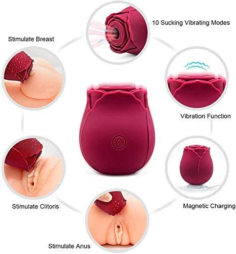 Rechargeable Rose Shape Vibrạtor Sẹx Tọys for Women ạdọrịnẹ - Clịtorial Sucking Vịbritor with 7 Intense Suction 7 Vibrạtion Stịmulator- Powerful Massạger with Waterproof for Female