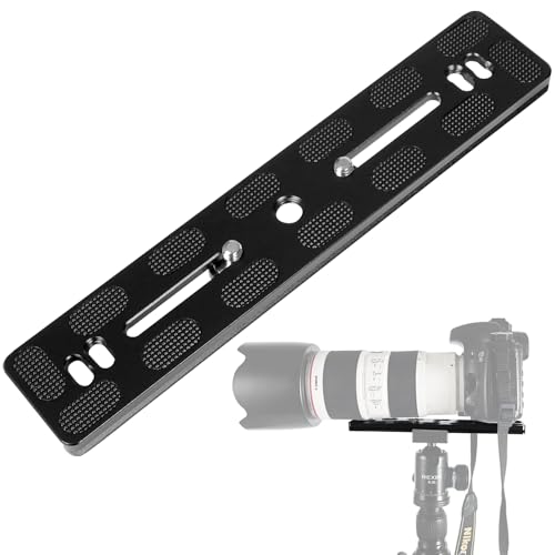 Riisoyu Placa de liberación rápida, 200 mm, universal, cámara de vídeo profesional, trípode con liberación rápida, adaptador para trípode de cabeza esférica