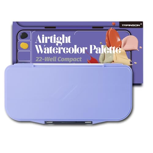 transon watercolor palette folding with lid 18wells 2 mixing areas and 1 large mixing tray also for gouache acrylic paint palette purple color