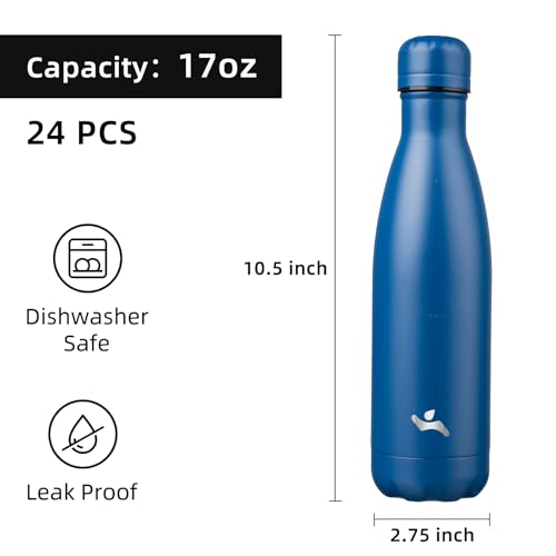Image of Konokyo 24 Pack 17 oz Insulated Stainless Steel Water Bottle