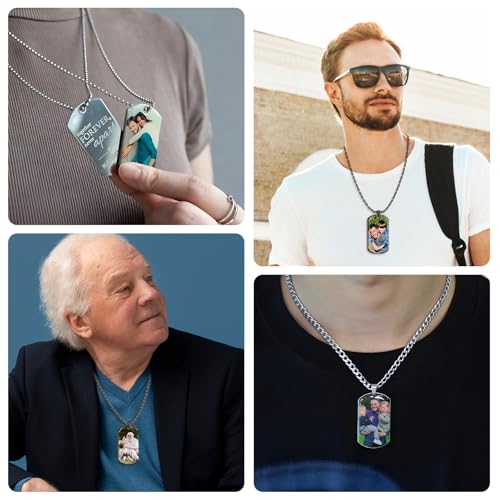 Custom Picture Pendant Necklace for Men - Dog Tags Personalized Photo Necklace With Photo Text for Men Women Memorial Gifts3