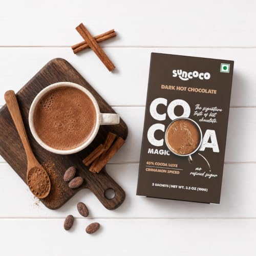 Image of Suncoco's Classy Cinnamon Dark Hot Chocolate, 45% Luxe Cocoa, No Refined Sugar, Limited Export Edition | 100 grams