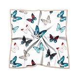 BHAHB Silk Feeling Scarf 27.5 Inches Large Square Satin Head Hair Wrap Sleeping Fashion Lightweight Cute Aesthetic Handbag Decoration for Women Girls-Butterfly
