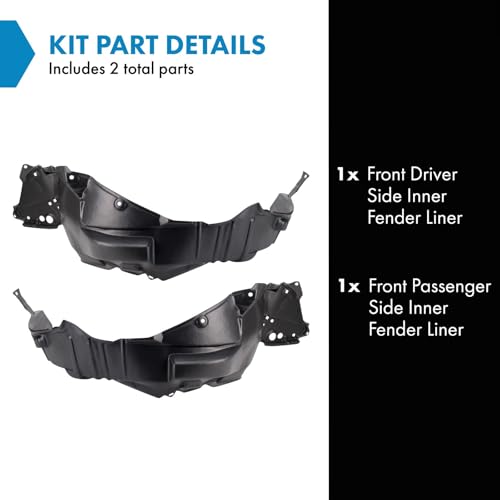 Image of TRQ Front Driver and Passenger Side Inner Fender Liner Set Compatible with 2017-2018 Toyota Corolla iM 2016 Scion iM