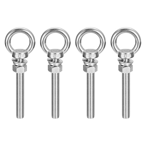 Image of uxcell Lifting Eye Bolt, 4 Sets M16 x 120mm Eye Bolt with Nut Washer 304 Stainless Steel Shoulder Lifting Ring Eye Bolt for Hanging Item