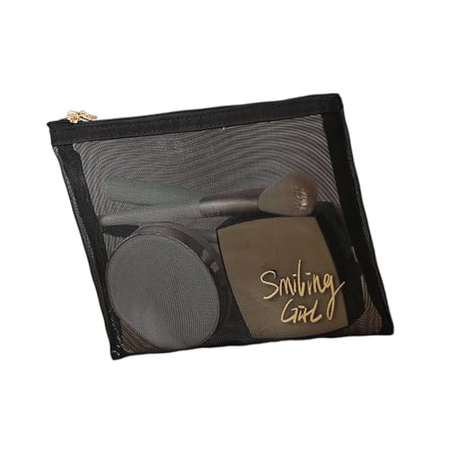 大きな正方形のメイクアップオーガナイザーバッグクリアメッシュ化粧品ポーチ丈夫なトラベルアクセサリー収納女性のためのメッシュ化粧バッグ