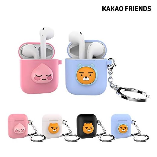 KAKAO Friend Étui pour Airpod avec Porte-clés Bleu