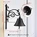 Decorative Iron Wall Mounted Bell with Rope Pull, Rustic Dinner Bell for Ship School Reception Church,Manually Shaking Doorbell for Outside Porch Garden,Black