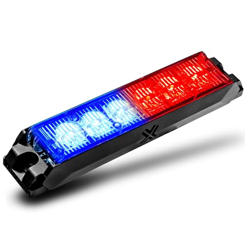 Image of LAMPHUS NanoFlare 5 inch 6W Blue Red LED Surface Mount Police Grill Strobe Warning Lights [SAE Class 1] 12V Rectangle Grille Flashing Emergency Fire Light Head for Under Cover Vehicle Car Truck