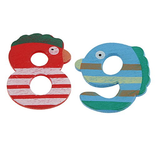 Números de madeira de animal fofo colorido Homyl – Números de artesanato para crianças aprendendo ce