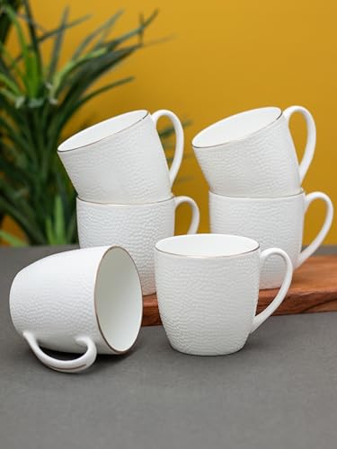 Image of Clay Craft Fine Ceramic Tea Cup Set of 6-205 ml Each, Tea Cup Set of 6, Microwave & Dishwasher Safe, Mugs for Coffee, Cups Set of 6, Mug Set, Gift Set, Ideal for Gifting