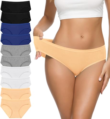 Image of Eiggam Women's Cotton Bikini Panties,High-Cut Full Coverage Stretch Cool Underwear for Women