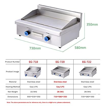 Kommerzielle Propangas-Grillplatte, 2 Edelstahl-Brenner, Tischgas, tragbarer Tisch-Tischgrill, große antihaftbeschichtete Stahl-Grillplatte, Teppanyaki-Kochplatte, tragbarer Flachg – Bild 3