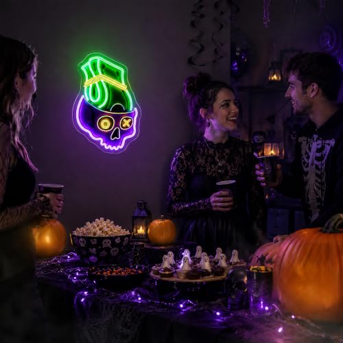 Image of Money Neon Sign for Wall Decor Dimmable Skull Led Neon Light Sign