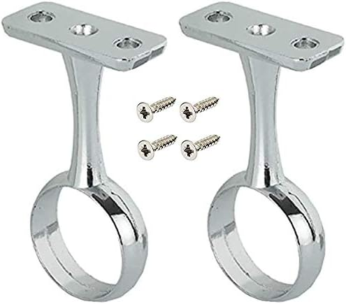 Wardrobe Rail Centre Supports Brackets 25mm Chrome Plated x2 with screws