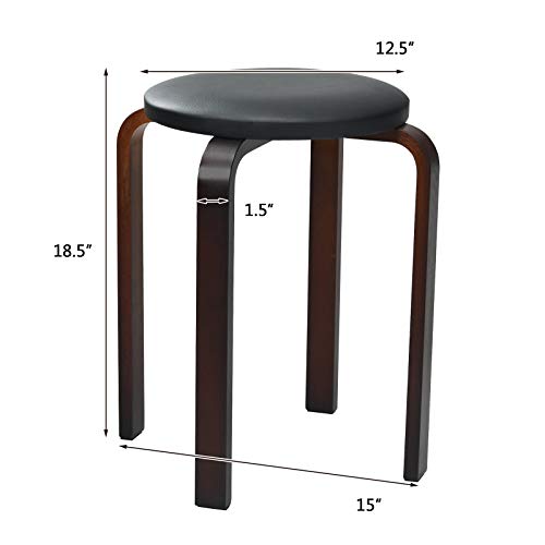 Image of COSTWAY 4-Pack 18.5-Inch Portable Stackable School Stools for Kids, Black
