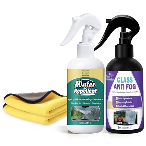 BUFFZIT Anti-Fog and Rain-Repellent Spray Kit – Fast-Acting Defogger and...