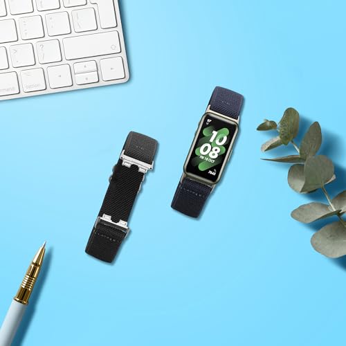 kwmobile 2X Sportarmband kompatibel mit Huawei Band 10/9 / 8 Armband - Sport Ersatzarmband Set aus Nylon f&uuml;r Fitnesstracker - Schwarz Dunkelblau