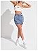 WDIRARA Women's High Waisted Button Front Denim Skort Asymmetrical Hem Skirt Shorts Blue Solid Medium