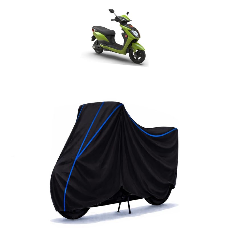 Image of Scooty Cover Water Resistant for YO bykes | Universal Scooter & Bike Cover | Heavy Duty UV Dust, Rain & Scratch Protection | Elastic Fit All Weather Indoor Outdoor | Black with Blue Piping